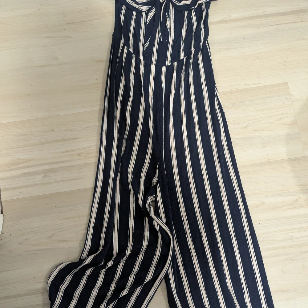 Love Tree Navy and White Striped Jumpsuit - Picture 1 of 3